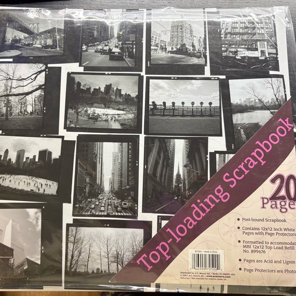 Top-Loading Scrapbook with Black and White City Photos